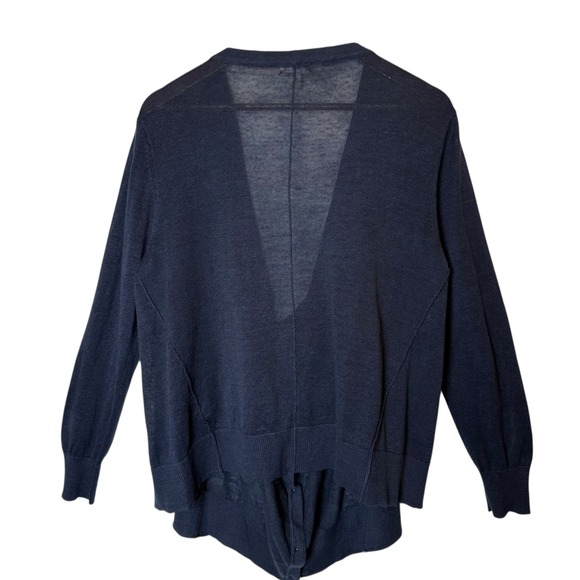 Garnet Hill Easy Linen Drape Front Cardigan size Large Navy